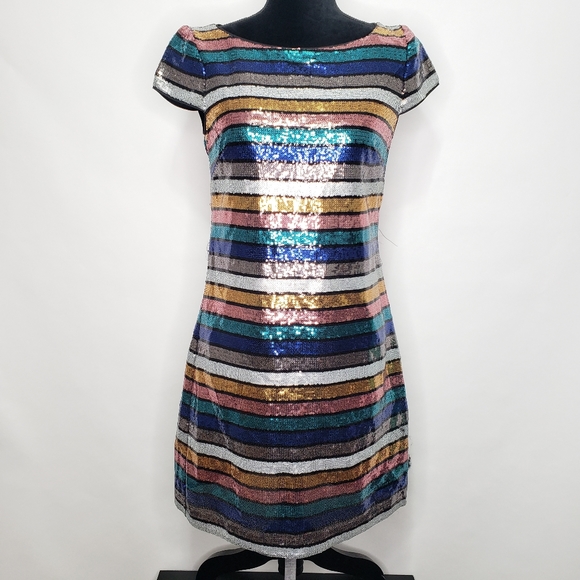Vince Camuto striped sequin tshirt dress - Picture 2 of 6